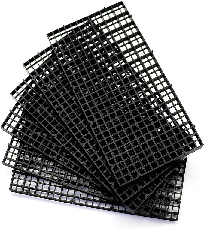 ALEGI Aquarium Fish Tank Divider Plastic Egg Crate Aquarium Filter Bottom Tray Plastic Grid (S 6pcs Black)