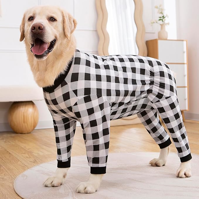 Dog Recovery Suit Full-Zipper After Post-Surgery Large Medium Dogs, Dog Bodysuit for Prevent Licking& Chewing Wounds Onesies Cone Alternative (Black, 4X-Large)