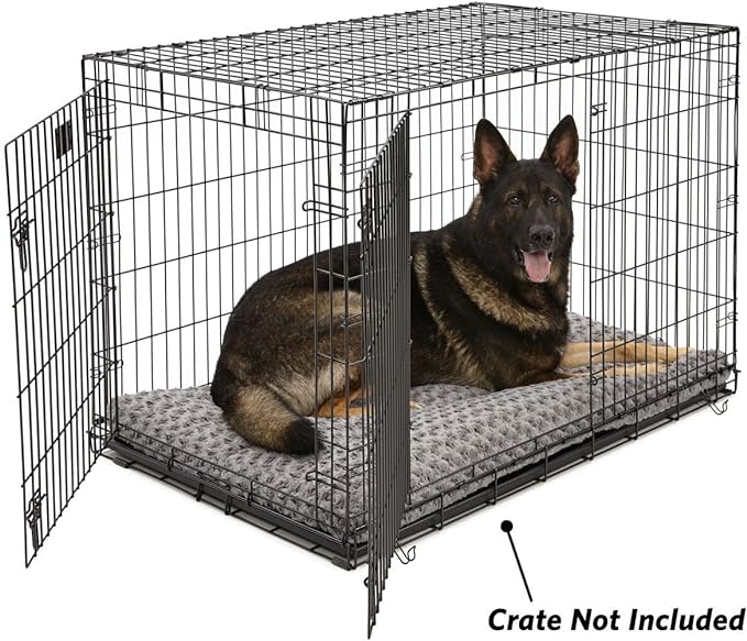 MidWest Homes for Pets Deluxe Dog Beds | Super Plush Dog & Cat Beds Ideal for Dog Crates | Machine Wash & Dryer Friendly, 1-Year Warranty,Gray, 48-Inch