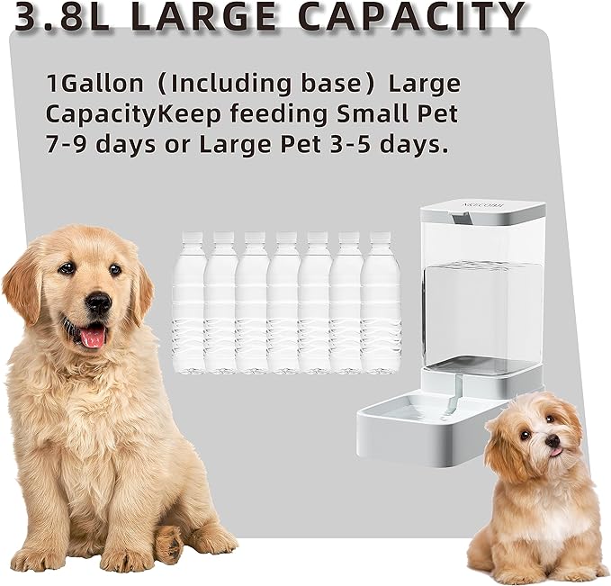 Gravity Pet Feeder and Water Dispenser Set, Automatic Dog Feeder and Dog Water Dispenser for Dogs Cats Pets Animals Large Capacity(Water Feeder)