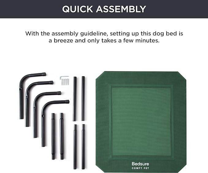 Bedsure XL Elevated Cooling Dog Bed Cot, Raised Pet Beds with No-Slip Feet, Stable Frame & Durable Supportive Teslin Recyclable Mesh, Breathable, Indoor and Outdoor, Multi Size Breathable Mesh
