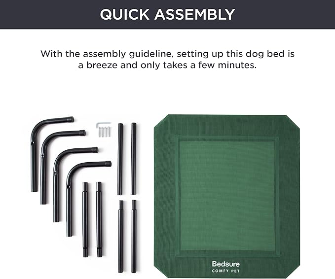 Bedsure Large Elevated Cooling Outdoor Dog Bed - Raised Dog Cots Beds for Large Dogs, Portable Indoor & Outdoor Pet Hammock Bed with Skid-Resistant Feet, Frame with Breathable Mesh, Green, 49 inches