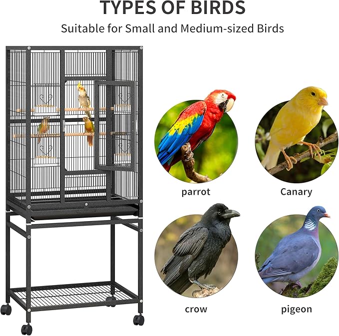 YINTATECH 53 inches Bird Cage Seed Catcher & Birdcage Cover, Bird Cages for Parakeets, Parrot, Cockatiel, Pigeon, Finch cage for Birds