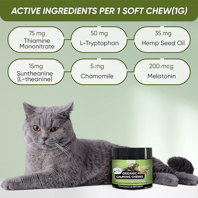 150 Hemp Cat Calming Treats with Cat Melatonin - Natural Cat Supplements for Cat Anxiety Relief, Cat Sedativ for Grooming and Travel - Calming Chews for Cat Stress Relief Cat Calming Products