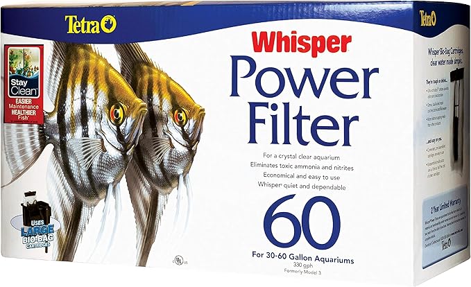 Tetra Whisper Power Filter for Aquariums, 3 Filters in 1, Up to 60-Gallons