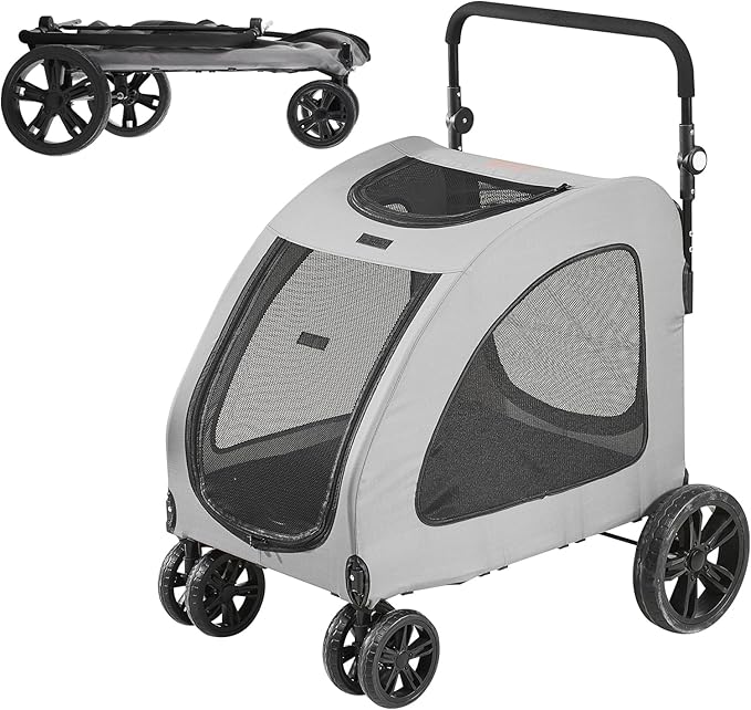 VEVOR Extra Large Dog Stroller for Dogs Up to 160lbs, 4 Wheel Handle-Adjustable Pet Stroller for Large Dogs, Dog Jogging Carriage Stroller for 2 Dogs