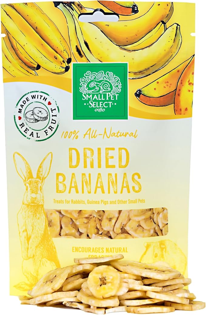 Small Pet Select - Dried Banana, a Natural Treat for Rabbits, Guinea Pigs, Gerbils, Hamsters, Mice, and Rats, 2oz