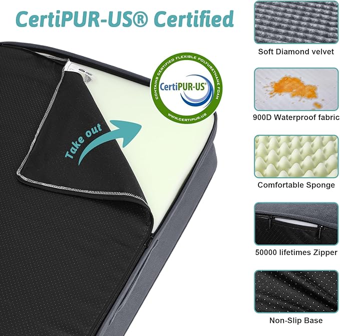 Orthopedic Dog Bed for Medium Sized Dogs,Waterproof Dog Sofa Beds with Sides, Supportive Foam Pet Couch Bed with Removable Washable Cover,Waterproof Lining and Nonskid Bottom,Grey(L-Shaped)