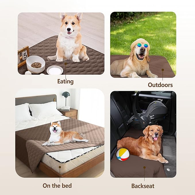 gogobunny 100% Double-Sided Waterproof Dog Bed Cover Pet Blanket Sofa Couch Furniture Protector for Puppy Large Dog Cat, Reversible (32x53 Inch (Pack of 1), Dark Chocolate/Light Chocolate)