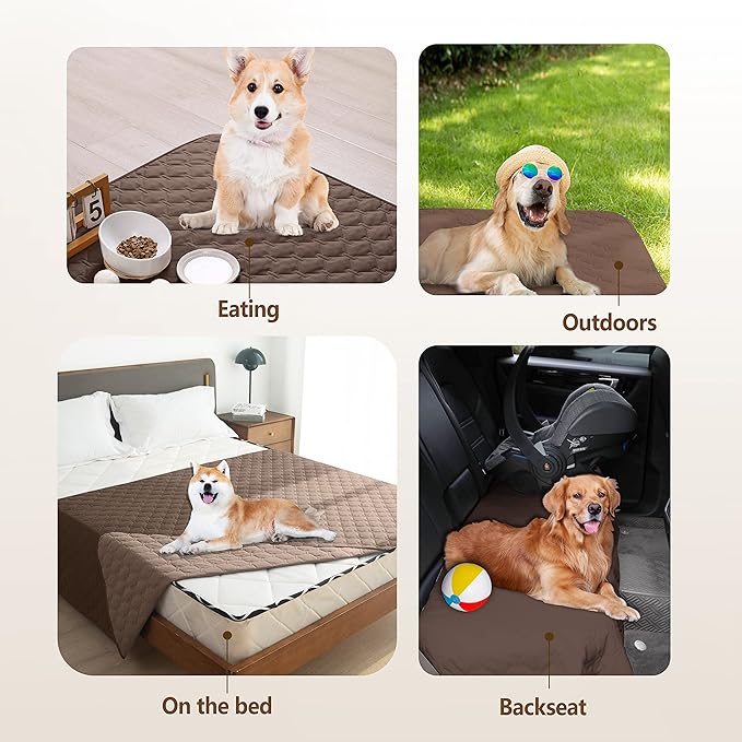 gogobunny 100% Double-Sided Waterproof Dog Bed Cover Pet Blanket Sofa Couch Furniture Protector for Puppy Large Dog Cat, Reversible (30x70 Inch (Pack of 1), Dark Chocolate/Light Chocolate)