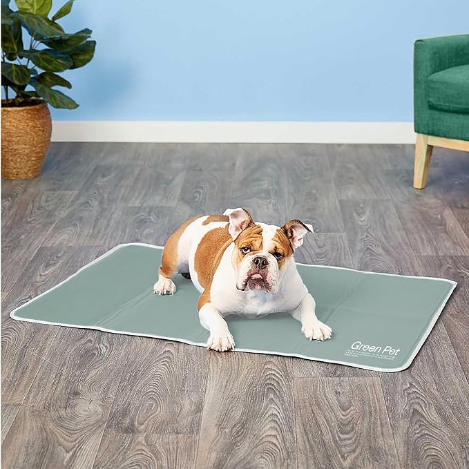 The Green Pet Shop Dog Cooling Mat, Medium - Pressure Activated Pet Cooling Mat for Dogs and Cats, for Medium Sized Pets (21-45 Lb.) - Non-Toxic Gel Dog Cooling Pad, No Water Needed - Sage Grey