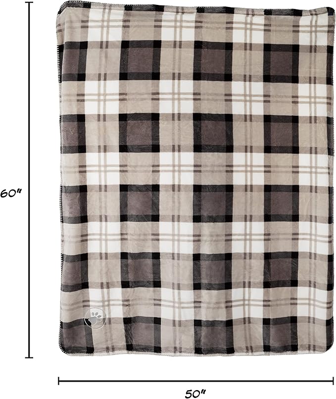 PETMAKER Pet Blanket - Reversible Waterproof Plaid Throw Protects Couch, Car, and Bed from Spills, Stains, or Fur - Dog and Cat Blankets (Gray), Large