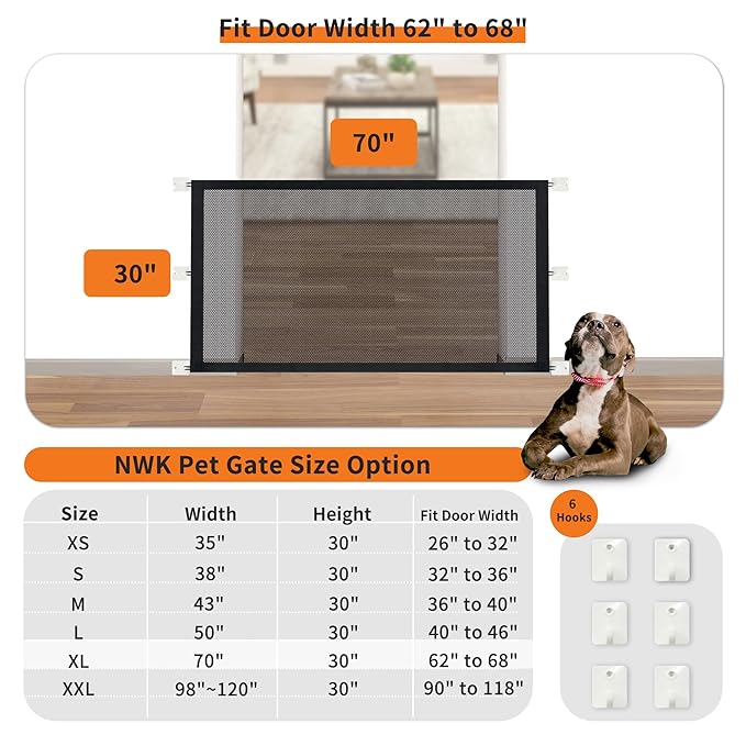 NWK Magic Pet Gate for The House Stairs Providing a Safe Enclosure for pets to Play and Rest, 6 Loops Design (30'' X 70'')