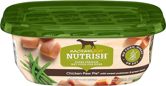 Rachael Ray Nutrish Premium Natural Wet Dog Food with Added Vitamins & Minerals, Chicken Paw Pie Recipe, 8 Ounce Tub (Pack of 8)