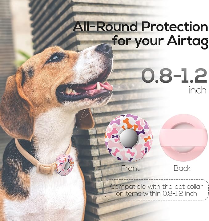 Dog Collar Holder for AirTag, 2 Pack Silicone Pet Collar Case for Apple Airtags, Anti-Lost Airtag Dog Collar Holder GPS Tracker Compatible with Cat Dog Collars Charms Harness & Backpack Accessories