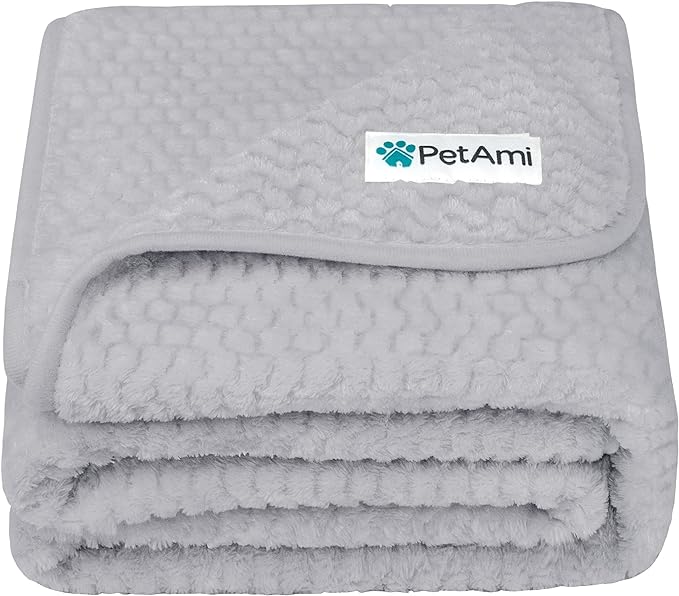 PetAmi Waterproof Dog Blanket, Leakproof XL Pet Blanket for Large Dogs, Furniture Sofa Couch Cover Protector, Fleece Cat Throw Bed Crate Kennel, Reversible Washable Soft Plush, Twin 60x80 Light Gray