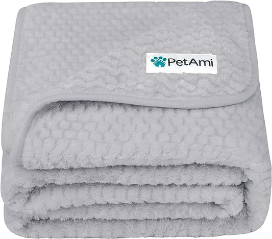 PetAmi Waterproof Dog Blanket, Leakproof XL Pet Blanket for Large Dogs, Furniture Sofa Couch Cover Protector, Fleece Cat Throw Bed Crate Kennel, Reversible Washable Soft Plush, Twin 60x80 Light Gray