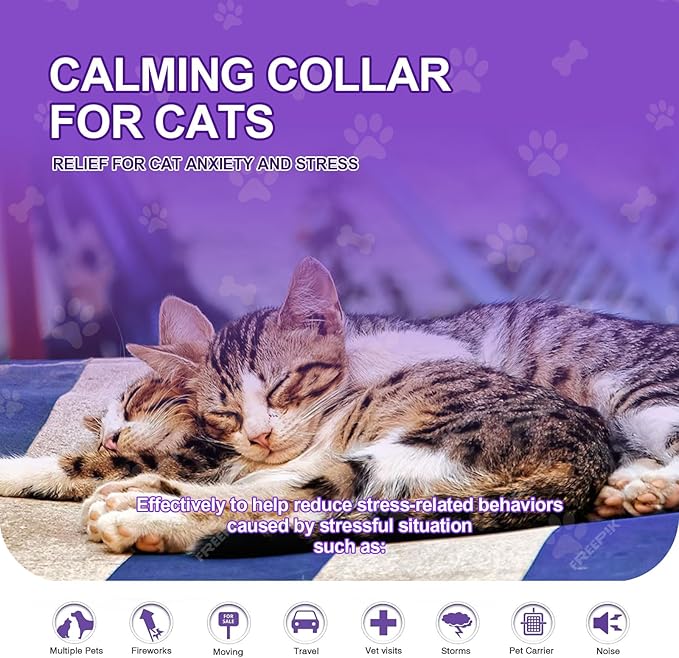 Calming Collar for Cats, 4 Pack Cat Calming Collar, Effective Relief Ancxiety Stress Cat Pheromone Collar, Water-Resistant & Adjustable Cat Calming Collar Fits Cats, Grey