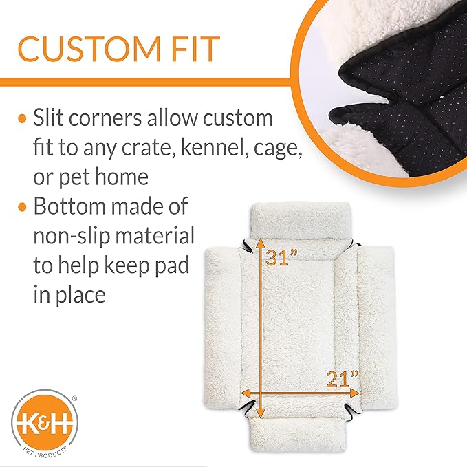 K&H Pet Products Ultra Plush Deluxe Bolster Dog Crate Pad, Plush Dog Crate Bed, Portable Dog Crate Mat & Dog Kennel Indoor Mat, Dog Bed for Crate (Crate Not Included) - Fleece 21 X 31 Inches