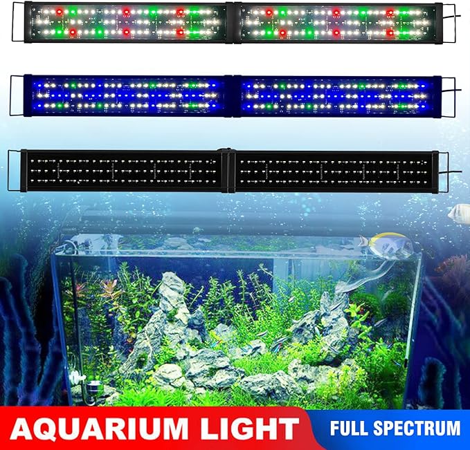 KZKR Upgraded Aquarium Light 48-60 inch Remote Control Multi-Color LED Hood Lamp Dimmable Timing for Freshwater Marine Plant Fish Tank Light Decorations