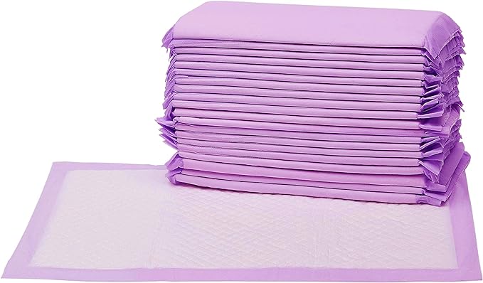 Amazon Basics Cat Pad Refills for Litter Box, Lemon Scent - Pack of 20, Purple and White