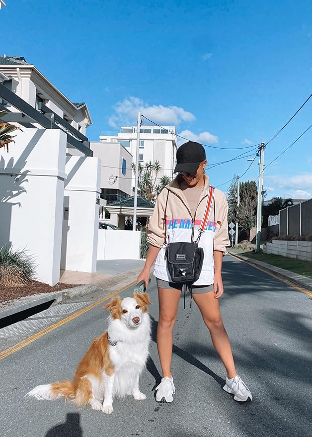 DOOG | Walkie Bag | Adjustable Shoulder Bag with Poo Bag Compartment and Water Bottle Compartment | Black