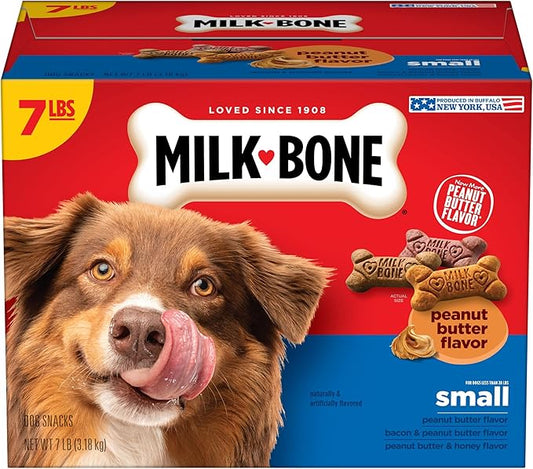 Milk-Bone Peanut Butter Flavor Dog Treats for Small Dogs, 7 Pound, Crunchy Texture Helps Freshen Breath