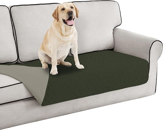 Easy-Going 100% Waterproof Dog Bed Cover Reversible Leak Proof Couch Cover Washable Sofa Cover Furniture Protector Blanket for Pets Kids Children Dog Cat (30x70 Inch, Army Green/Beige)