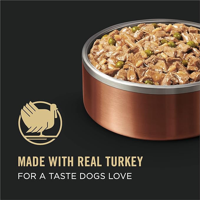 Purina Pro Plan High Protein Dog Food Gravy, Shredded Turkey, Peas and Brown Rice Entree - 5.5 oz. Can