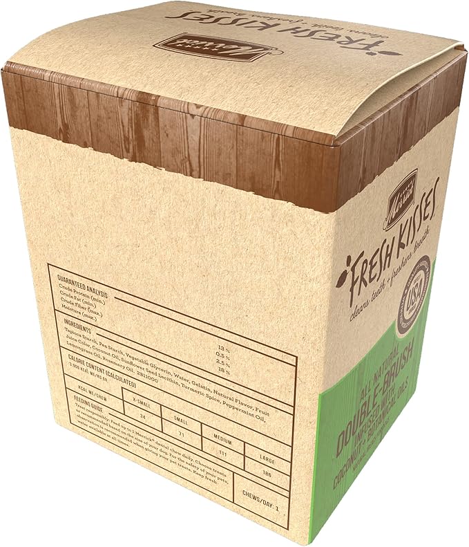 Merrick Fresh Kisses Natural Dental Chews Infused With Coconut And Botanical Oils For Medium Dogs 25-50 Lbs - 30 ct. Box