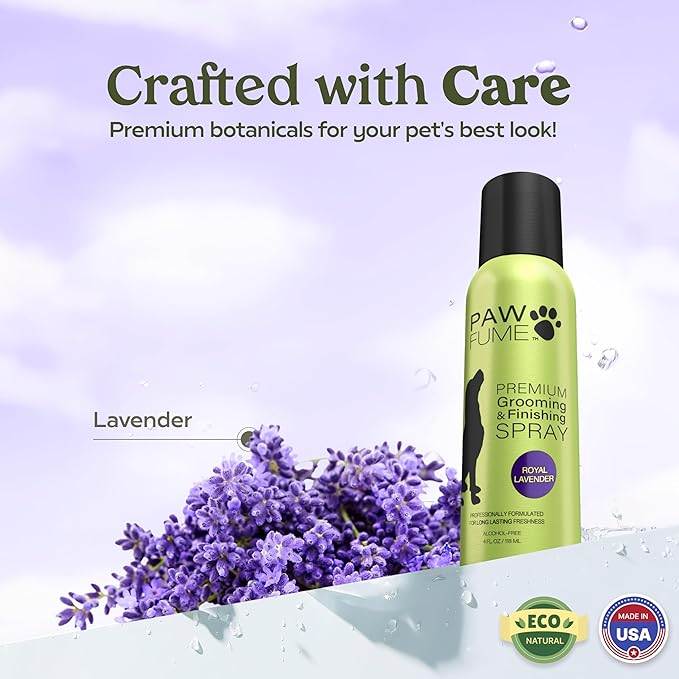 PAWFUME Premium Grooming Spray Dog Spray Deodorizer Perfume For Dogs - Dog Cologne Spray Long Lasting Dog Sprays - Dog Perfume Spray Long Lasting After Bath- Dog deodorizing Spray (Lavender, 4-Pack)