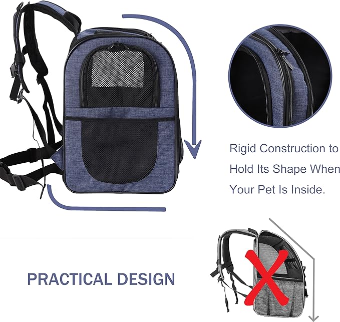 Apollo Walker Pet Carrier Backpack for Large/Small Cats and Dogs, Puppies, Safety Features and Cushion Back Support | for Travel, Hiking, Outdoor Use (Navy)