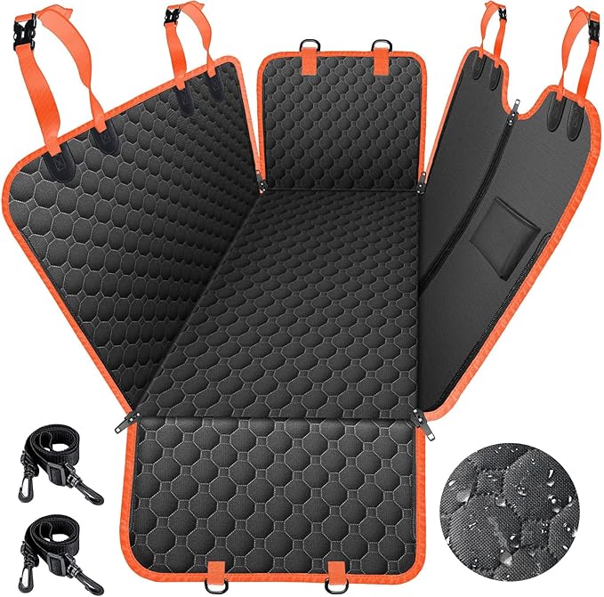 Mancro Dog Car Seat Cover for Back Seat, Waterproof Car Seat Protector for Dogs with Side Flaps, Scratchproof Dog Backseat Cover, Durable Nonslip Dog Hammock for Sedans, Trucks, SUVs, Standard
