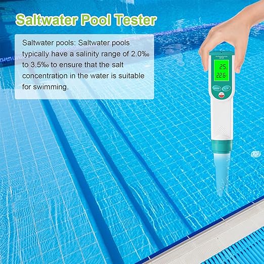 Digital Salinity Tester and pH Tester, Waterproof Pool Salt Tester with ATC, Salinity Meter for Seawater, Aquariums, Aquaculture, Saltwater Pool, Food Industry