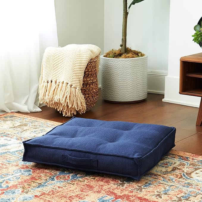 South Pine Porch Mila Square Tufted Pillow Style Dog Bed, Cobalt, Small (24" x 24")