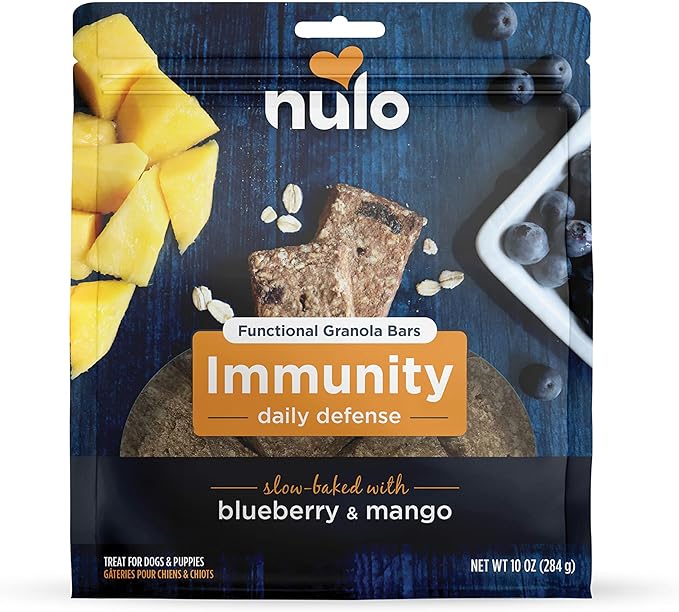 Nulo Functional Granola Bars, Healthy Dog Treats, Oven Baked, Made with Prebiotics and Probiotics, Contains No Added Salt, Sugar, or Molasses, 10 Ounce Bag