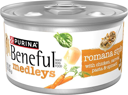 Purina Beneful Wet Dog Food, Medleys Romana Style with Chicken in Sauce - (Pack of 12) 3 oz. Cans