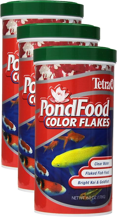 Tetra Pond Flakes Color Enhancing, Complete Nutrition for Smaller Pond Fish, Goldfish and Koi Fish, 6 oz (Pack of 3)