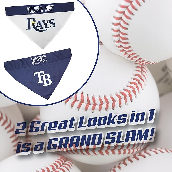 Pets First RAY-3217-L-XL MLB Tampa Bay Rays Reversible Pet Bandana, Large/X-Large, MLB Team Color