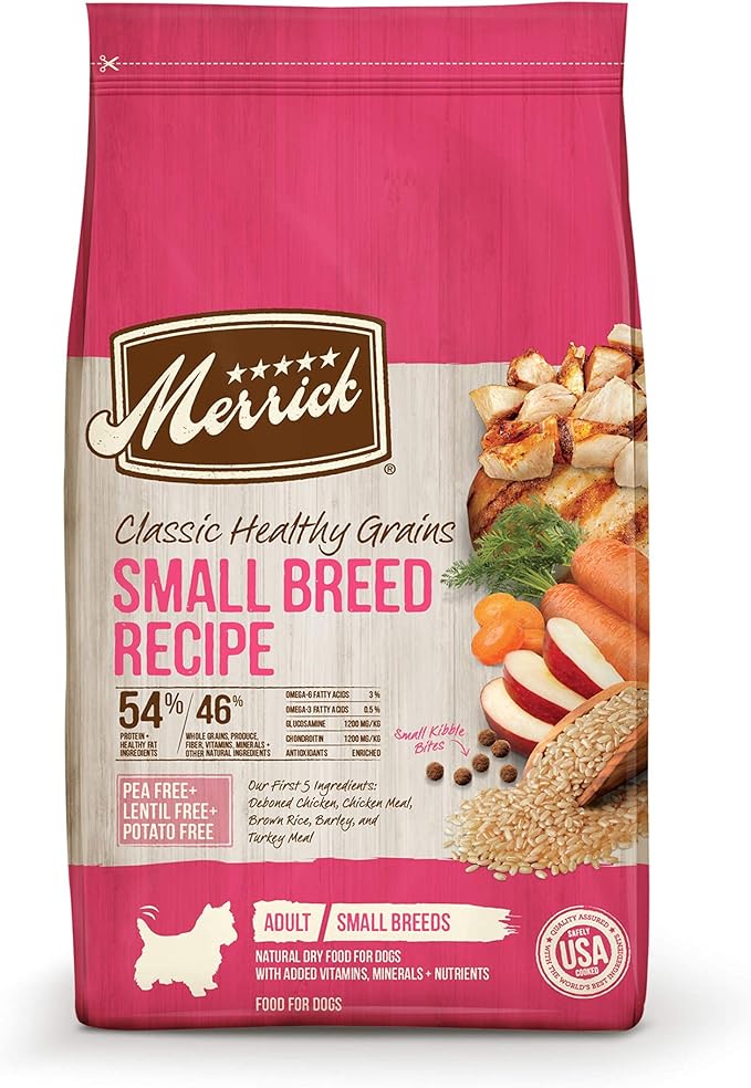 Merrick Healthy Grains Premium Dry Dog Food For Small Dogs, Wholesome And Natural Kibble, Small Breed Recipe - 4.0 lb. Bag