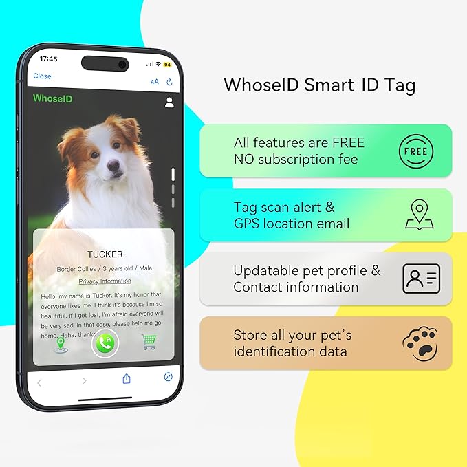 QR Code Dog Tag with NFC, Personalized Pet ID Tag, Silent Silicone Dog Tag, Modifiable Pet Online Profile, Multiple Emergency Contact, Scan QR Code Send Pet GPS Location Email (Regular, Rose)