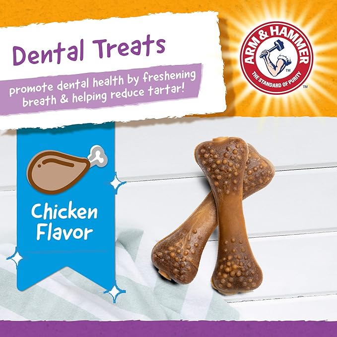 Arm & Hammer for Pets Nubbies Dental Treats for Dogs | Dental Chews Fight Bad Breath, Plaque & Tartar Without Brushing | Chicken Flavor, 20 Count- 24 Pack Dental Dog Chews