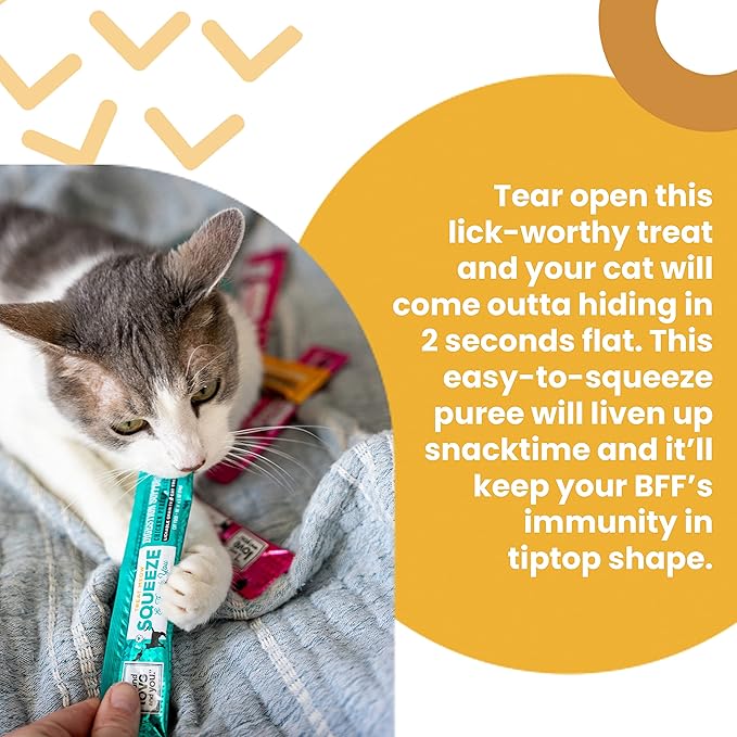 I AND LOVE AND YOU Treat Meow Lickable Cat Treat Variety Pack - Chicken, Tuna, and Seafood Puree - Squeeze Treat, 0.5oz, 4ct