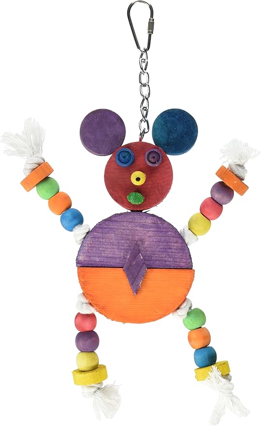 A&E CAGE COMPANY HB46352 Happy Beaks Crazy Wooden Mouse Assorted Bird Toy, 9 by 11.8"