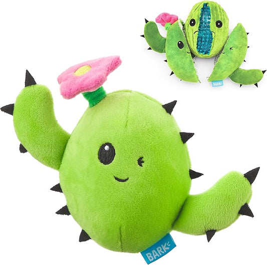 Barkbox 2 in 1 Interactive Plush Dog Toy - Rip and Reveal Dog Toy for Small Dogs - Stimulating Squeaky Pet Enrichment and Puppy Toys | Consuela The Cactus (Small)