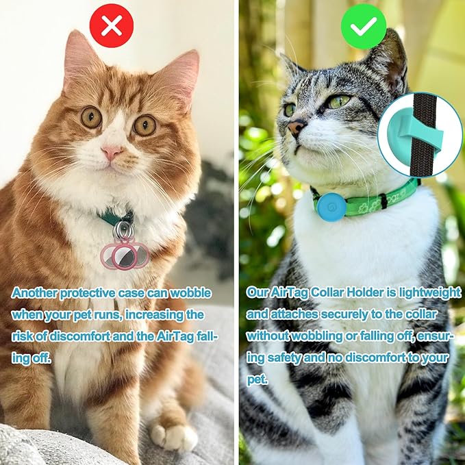 IPX8 Waterproof AirTag Dog Collar Holder, Hidden Air Tag Case for Cat Collar, Anti-Lost Silicone Cover for AirTag GPS Tracker Compatible with Pets Loop, Fits All Width Collars(Sky Blue L)