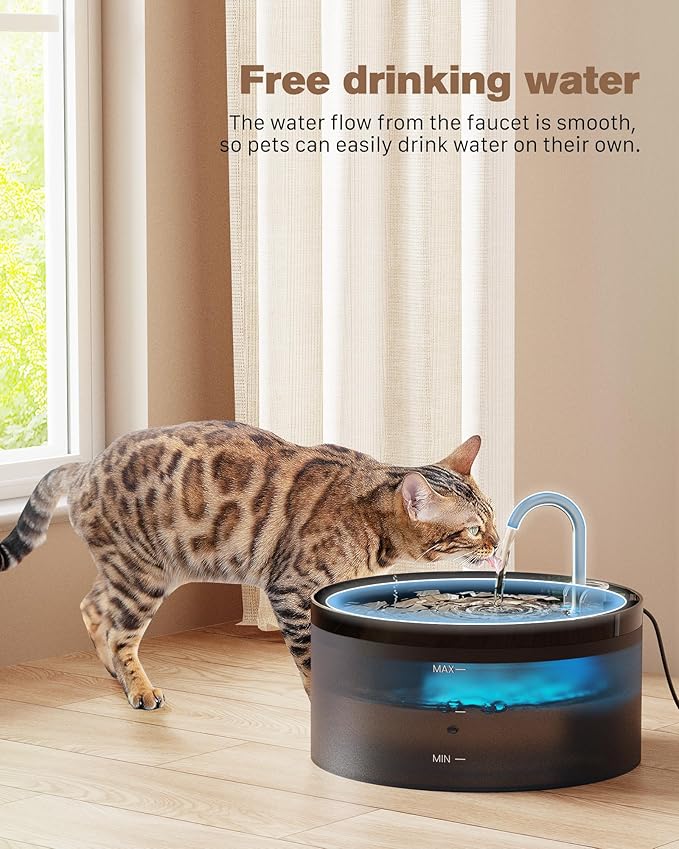 Cat Water Fountain:108oz/3.2L Cat Fountain Super Silent Pet Water Fountain - Water Fountains for Cats Indoor - Faucet Cat Fountain - Quiet Water Pump - Suitable for Cats and Dogs - BEMOONY