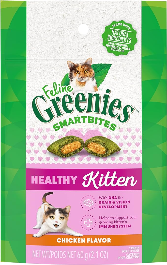Greenies Feline Smartbites Healthy Kitten Treats, Chicken Flavor, 2.1 Oz Pack