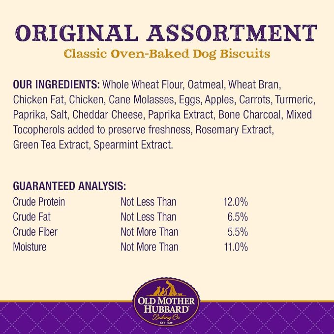 Old Mother Hubbard by Wellness Classic Original Mix Natural Dog Treats, Crunchy Oven-Baked Biscuits, Ideal for Training, Large Size, 3.5 pound bag