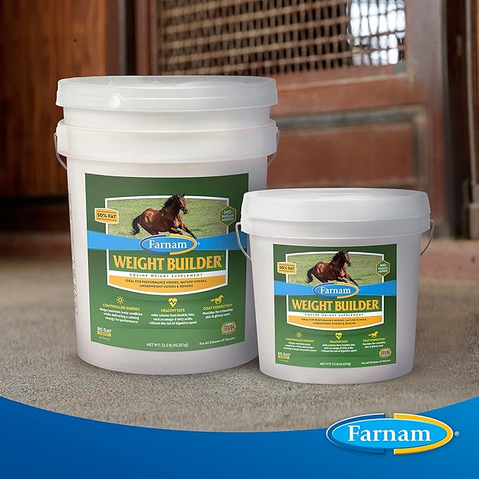 Farnam Weight Builder Horse Weight Supplement, Helps Maintain Optimal Weight and Body Condition with no Sugar Added, 7.5 pounds, 30 Day Supply